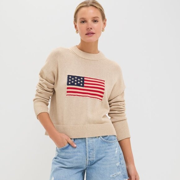 Tuckernuck Cropped Americana Sweater in Beachwood Size Small NWT - Picture 1 of 4